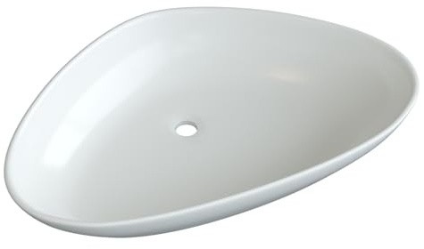YAKE Aufsatzbecken Keramik Aufsatzwaschbecken 68x 44x 14,5cm Bad Waschplatz Waschbecken Handwaschbecken klein Gäste wc weiß Design ohne Wasserhahnloch und Überlauf