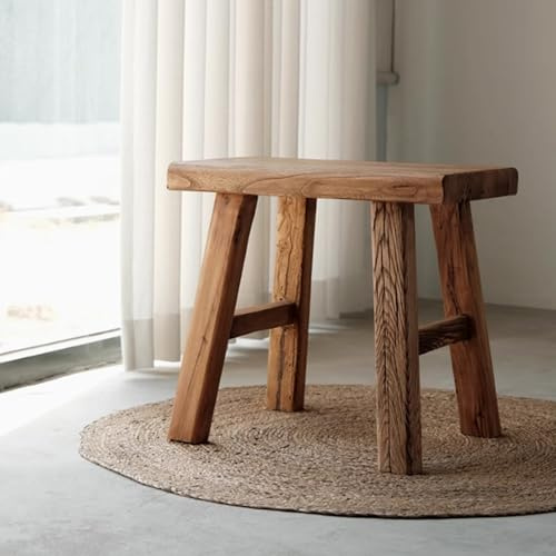WXZXWXZX Taburete Woody Banco Madera Reposapies Salon Banqueta Dormitorio Banco Pie de Cama Taburete Tocador Maquillaje Otomana Madera Natural para Vestidor Sala de Estar Dormitorio(50cm(19.7in))