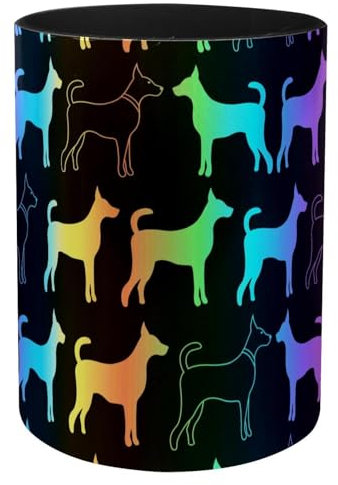 VAPOKF Bright Spectrum Dog Silhouette Stifthalter für Schreibtisch, PU-Leder, Stiftehalter, Make-up-Pinsel, Aufbewahrung, Desktop-Schreibwaren, Organizer für Home Office