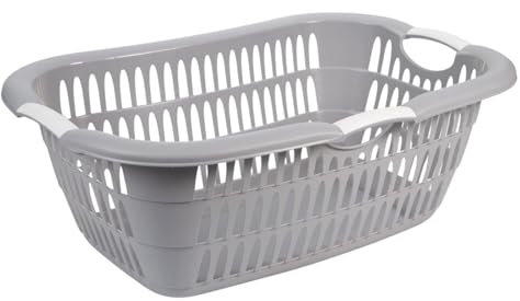 2friends Ergonomische Wäschewanne 38L - Praktischer Wäschekorb aus Plastik in Grau, leichte & robuste Allzweck-Kunststoffwanne mit Griffen, ideal für Wäsche & Transport, 46x66x25cm, Made in EU