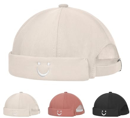 Minicloss Verstellbar Cotton Docker Cap - Herren und Damen Brimlose Hut mit Roller Cuff - Baumwolle Hafenmütze