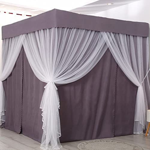 Prinzessinnen-Betthimmel mit 4 Eckpfosten und süßem Moskitonetz für Mädchenbetten, Erwachsenenschlafzimmer, Kinderzimmer; Vorhangnetz für Einzel-/Doppelbetten/Queensize-/Kingsize-Betten (einfarbig,