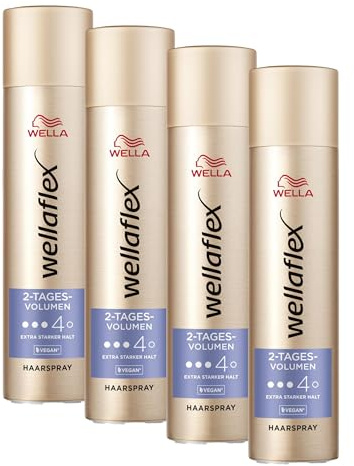 Wellaflex Fülle & Style Haarspray für Frauen | Bis zu 48 Std. ultra starker Halt | Für volles, voluminöses Haar| Sanft zur Kopfhaut, dermatologisch getestet | Vegane Formel | Haltegrad 5 | 250ml