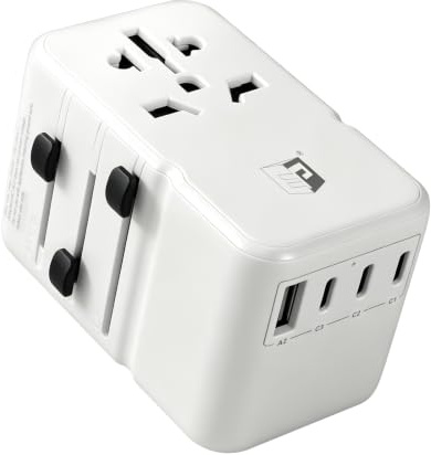 Universeller Reiseadapter Weltweit mit 5 USB-Ports (3 USB-C), Internationaler Steckdosenadapter Typ C/G/A/I für Europa USA UK Australien – 85W Superschnellladung für Laptops & Handys