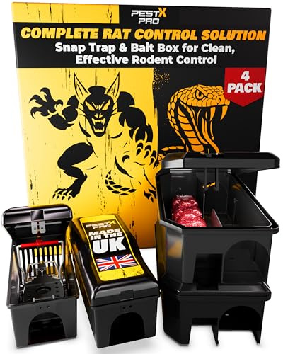 Pest X Pro Rat Control Bundle – Shadow Trap Box 2-Pack & Venom Bait Stations 2-Pack – Safe, Reusable & Pre-Baited Rat Trap Solution for Indoors & Outdoors, Pet & Child Friendly