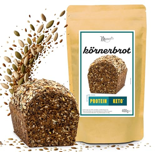 Marcel's Saftiges Körnerbrot – Keto Brot (400g - 1 Brot) | LowerCarb-Brotbackmischung mit 80% weniger Kohlenhydraten | Vegan, high Protein & Sauerteig | Ofenfertig in 1 Minute