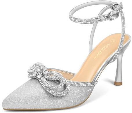 PIZZ ANNU Escarpins Femme à Talon Aiguille Confortable Chaussure de Danse Bout Pointu Lanière Cheville Haut Sexy Heel Dance Shoes