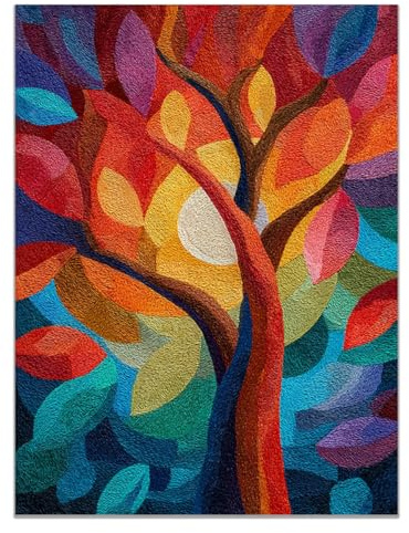 HOQIU quadri moderni Alberi colorati astratti albero della vita quadri, quadri in tela, per cucina, soggiorno e bagno(giallo)-70x100cm Non incorniciato