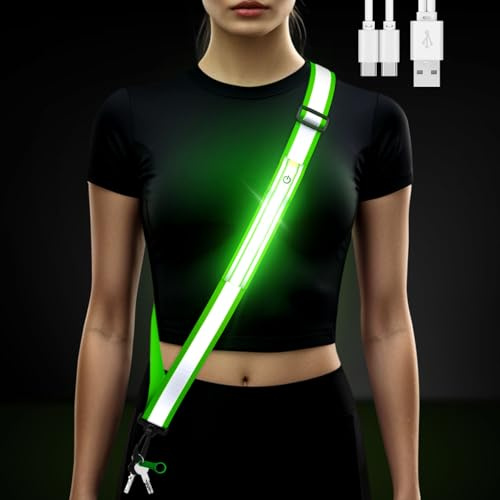 Lauflicht Joggen mit Reflektoren Gürtel,LED Lauflampe Hochsichtbare Verstellbar Nacht Sicherheitslicht Laufgürtel für Joggen Laufen Running Fahrradfahren Hundewandern Outdoor Sports