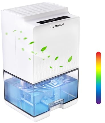 Portable Dehumidifier for Home, 1000ml Mini Dehumidifier with Defrost Function, Colourful LED Lights & Auto Shut-Off, Ideal for Bedroom, Wardrobe, Closet, Caravan