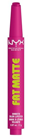 NYX Professional Makeup Fat Oil Matte Lip Click, High-Pigment Creamy Matte Lipstick with Raspberry Oil, 12H Lightweight Non-Drying Formula Lip Balm, Cushion-Soft Pout, Shade: Fluffy Fuchsia