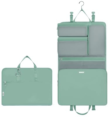 WANDF 6-in-1 Packing Cubes Koffer Organizer mit 360°-Aufhängehaken, Wasserabweisende Packwürfel Kompressions für Reisen, Multifunktionaler Handgepäck, Reise Essentials für Damen Herren, Grün