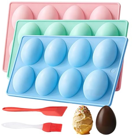 3-teiliges Osterei Silikonform, Ostereier Backformen, Schokoladenform Eierförmige Silikon Backform Dekoration Für Süßigkeiten, Kuchenverzierungen, DIY-Basteln, Partys