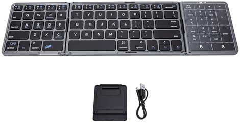 Goshyda Tastiera Bluetooth Pieghevole, Trackpad Multitouch Portatile con Tastierino Numerico 3 Bluetooth 5.3, Design Compatto per Smartphone Tablet Laptop Desktop