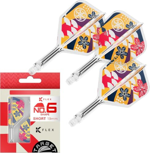Target Japan Prime Series Zenith K Flex Dart Flights and Shaft System, No.2/No.6 | Pack of 3 Kflex All In One Flight, Ching Ho Tung Accessories | K-Flex Darts Short/Intermediate/Medium