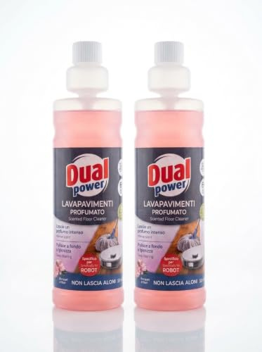 Detergente Lavapavimenti Profumato Dual Specifico per Robot, Profumo Intenso Bouquet di Fiori, Pulizia Profonda Senza Lasciare Aloni, Set da 2 Flaconi da 1 Lt