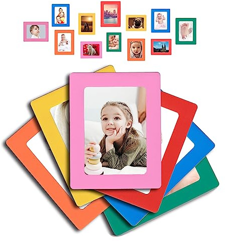 Raxwalker 4x6 Magnetic Picture Frames for Refrigerator, 12-Pack Magnet Photo Frame for Fridge Holds 3.5x5 2.5x3.5 Photos for Home Office School Lock Storage(Colorful)
