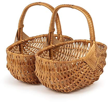 TYSK Design Kinderkorb klassisch 2er-Set (Größe und Form wählbar) Blumenkorb, Streukörbchen für Blumenkinder/Blumenmädchen, Osterkorb, Kinder-Einkaufskorb, Korb geflochten aus Weide