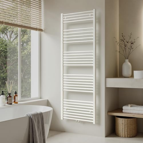 S'AFIELINA Badheizkörper 160x60 cm 761 W Handtuchheizkörper Weiß | Handtuchtrockner und Handtuchwärmer für Badezimmer mit Mittel- und Seitenanschluss,für Warmwasser-Zentralheizung,ohne Ventile
