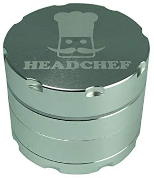 Headchef Razor 4 Piece Metal Herb Grinder with Sifter Scraper, 50mm (Silver)