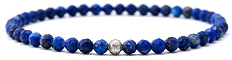 BERGERLIN Naturstein Perlenarmband Damen Herren, facettiert 4mm, Silber | Feines Naturstein Armband Damen 4mm facettiert: 925 Silber, echte Heilsteine – vom deutschen Prüflabor bestätigt.