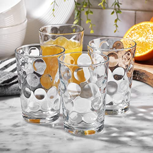 Home Essentials Drinking Glasses Set of 10 Juice Glass Cups, 7 oz Glassware, Inner Circular Lensed Small Glasses. Ideal for Juice, Milk, Water; Dishwasher Safe.