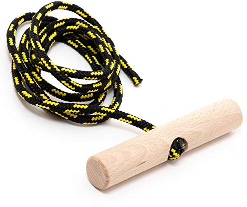 Holzfee Schlittenleine Schlittenseil Schlitten Zugseil Zugleine 135 cm Schwarz Gelb mit Buchenholz-Griff