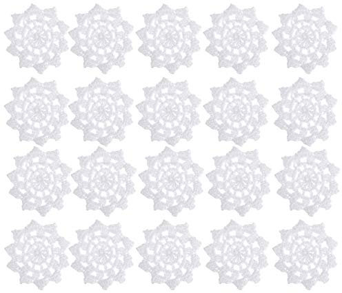 MAGICLULU 20stücke Baumwolle Gestrickte Blume Appliques Kleine Häkelte Deckchen Nähbedarf Für Quilt Scrapbooks Karten Verzierungen Ornamente Und Bastelarbeiten Stilvolle Verzierung Für Tasch