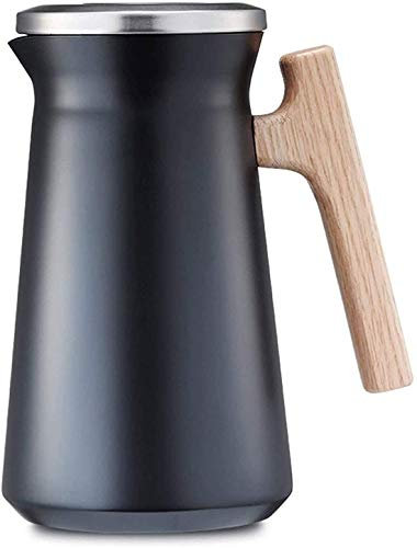 Isolierkanne Kaffee Thermoskanne Edelstahl-Thermokrug Doppelwandiger Thermokrug 1L, Isolierter vakuumisolierter Krug Thermokrug Thermokaffeemaschine mit Holzgriff, 12-24 Stunden Wärmespeicherung for H