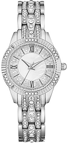 Women Watch Diamond Ladies Watches Simple Ladies Watches Metal Strap Watches Women's Gift Watches Wind up Watches for Men No Battery (Silver, One Size)