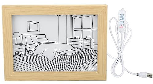 Garosa Beleuchtung, Malerei, Dekoration, USB-betrieben, Beleuchtete Malerei, LED-Lichter, Bild, 5 V, 3 Beleuchtungsmodi, Acryl, Holz, DIY für Wohnzimmer, Wandkunst, Dekoration (L)