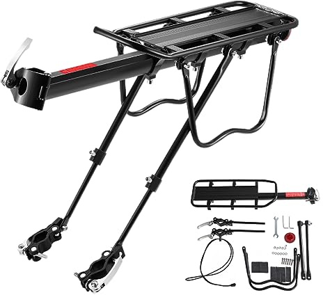 VARUN Mountainbike Gepäckträger, Tragfähigkeit 50 kg [24-29Zoll] | Fahrradträger aus Aluminiumlegierung, Schnellverschluss und Befestigung,