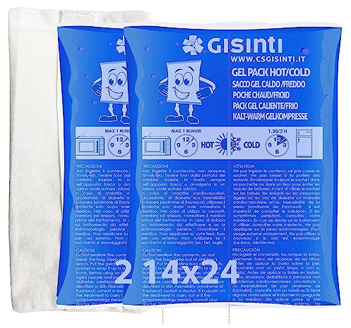 Gisinti Kit Ghiaccio gel ghiaccio riutilizzabile Gel Riutilizzabile Caldo Freddo Made in Italy Busta Gel freezer e Microonde + Sacca in Tessuto (2 Pezzi Maxi)