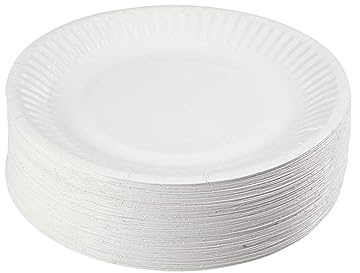Générique 500 assiettes jetables rondes blanches en carton diamètre 23 cm