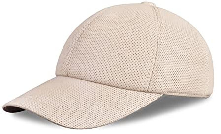 PACUM Lederhüte für Herren und Damen Männer Echtes Leder Baseballkappe Hut Jungen 'echte Leder Baseballkappen Hüte Schwarz Weiß Braun Farbe Warmes und süßes Geschenk (Color : Beige)