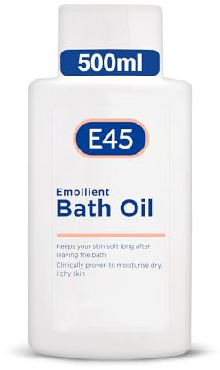 E45 Aceite de Baño Hidratante 500ml - Aceite de baño Emoliente para humectar e hidratar la Piel Seca - Aceite de Ducha sin jabón - Limpieza suave para la piel blanda - Dermatológicamente probado