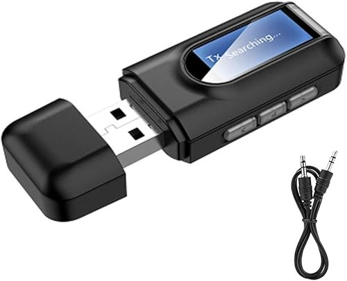 Mokeum Adaptateur Bluetooth, émetteur Bluetooth, récepteur émetteur Bluetooth 5.0, adaptateur Bluetooth 2 en 1, prise jack 3,5 mm, compatible avec PC/TV/système audio de voiture/haut-parleur filaire é