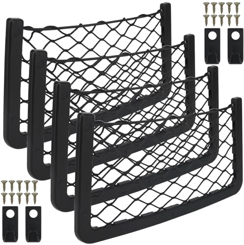 HEIYUET 4 Stück 36x18 cm Auto Gepäcknetz mit Haken, Aufbewahrungsnetz Auto Ablagenetz Utensiliennetz für Kofferraum, Wohnwagen, LKW, Transporter Lieferwagen