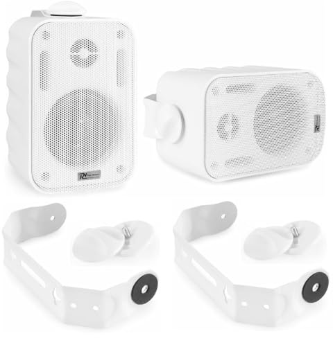 KIT SET FOR POWER DYNAMICS BG030 100.042 2 vita vattentäta 2-vägshögtalare för pool, båt, hotell, restaurang, pub, 25 watt rms 60 watt max, med basreflex, i par