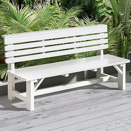 SORVA Gartenbank aus Holz, Parkbank für draußen, Terrassenbank, Zweiersessel für Park, Veranda, Stabiler Park-Terrassensitz für 1–3 Personen, Bankstuhl, langlebig, 500 kg Tragkraft (Farbe: Weiß, G