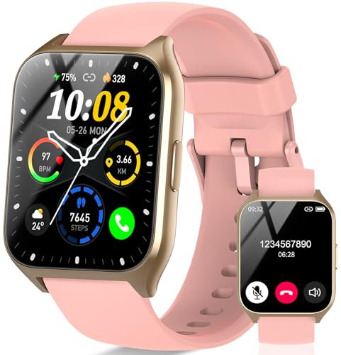 DUSONLAP Smartwatch Herren Damen, 1,85 Touchscreen Smart Watch mit Telefonfunktion, 112+ Sportmodi Fitnessuhr mit Herzfrequenzmonitor/Schlafmonitor, IP68 Wasserdicht Sportuhr, Rosa