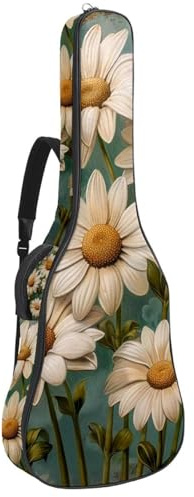 Tasche für Bassgitarre mit Vintage-Gänseblümchen, 101,6 cm (40 Zoll) E-Gitarrenkoffer, wasserdichte Oxford-E-Gitarre, Gigbag für akustische Konzertgitarre, Ukulele, Vintage-Gänseblümchen,