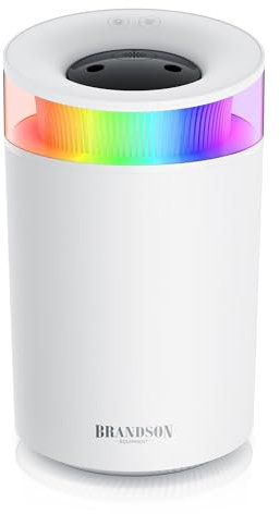Luftbefeuchter 2,5 Liter leise - 7 LED Farben Stimmungslicht – 2 schaltbare Dampfausgänge – integriertes Aromaöl Fläschchen – 20m² Wohnzimmer Schlafzimmer Kinderzimmer - weiß