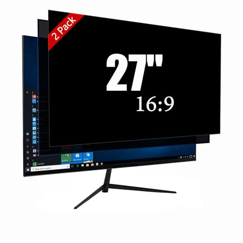 [2 Pack] 27 Inch Computer Monitor Privacy Screen, Blue Light Filter | Computer Screen Privacy Shield With Anti-Glare And Eye Protection For 27 16:9 Monitors.