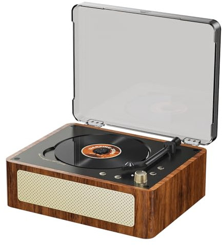 Docooler Vintage Wood Compact Disc Player Built-In HI-FI Stereo Speaker Portable BT Player for Home Rechargeable Desktop Player with Remote Control