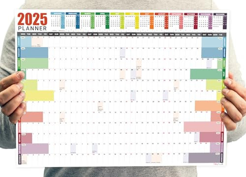 2026 Wall Planner A3 (42 x 29.7cm) - Jan To Dec Full Year Uncoated Wall Planner 2026 UK - Wall Calendar 2026 with mount stickers for home, office and school