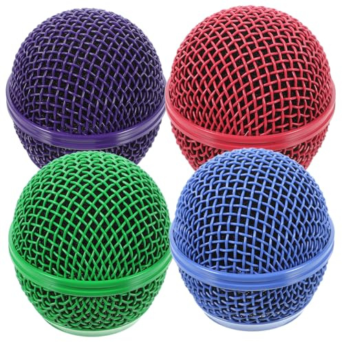 4pcs Colorful Microphone Grill Head Replacement Mesh Covers for Includes and Sky Mic for Enhanced Performance and Style