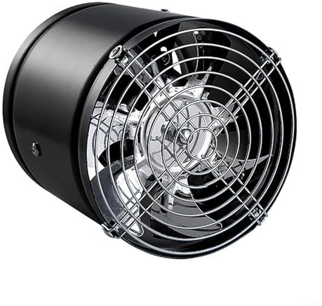 Inline Duct Fan, 6 Inch Bathroom Exhaust Fan With Thick Metal Mesh Cover, 7 Wind Blades Household Kitchen Ventilator, Garage Air Vent(Black)