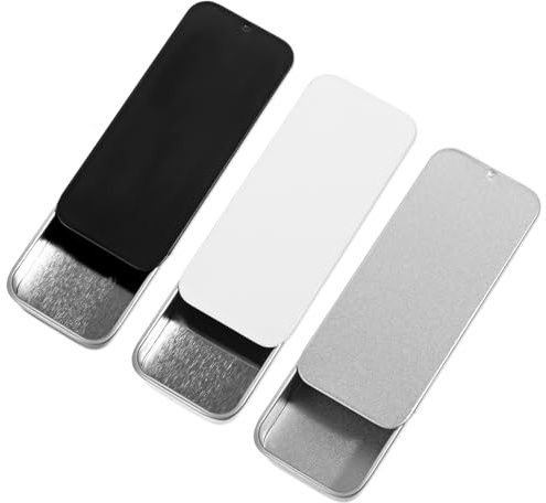 JIYIN 3 Klein Metallbox mit Schiebedeckel, 8x3.4x1.2cm Kleine Metallbox-Behälter Rechteckige Aufbewahrungsbox für Süßigkeiten Schmuck Basteln Pillen Überlebensset