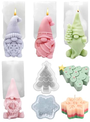 Silikonform 3D - Tomte - Jultomten - Form för julgransljus - Form för julsåpa - För DIY-ljus i silikon (krona)